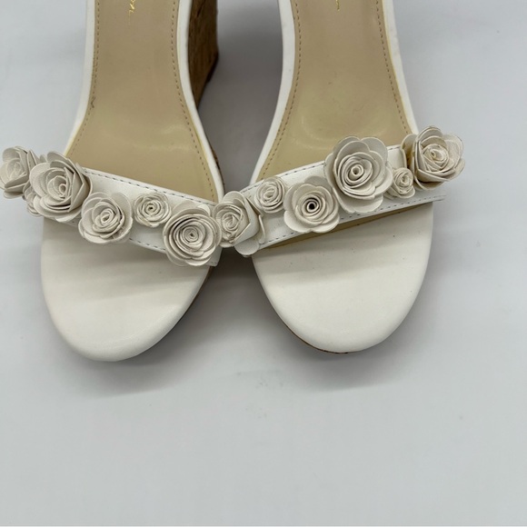 JESSICA SIMPSON White Jeffina Leather Wedge Sandals Size 9M - Picture 3 of 12